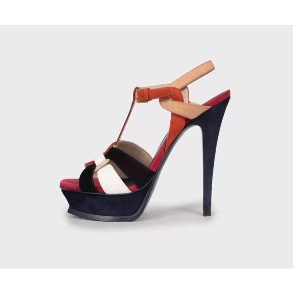 Saint Laurent Two-Tone Suede Sandals - Size 38 - Picture 1 of 5